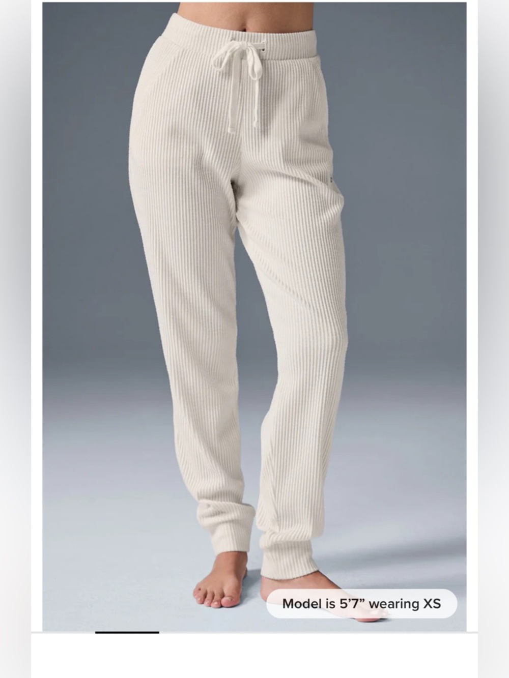 ALO Yoga Cream Ribbed Drawstring Joggers